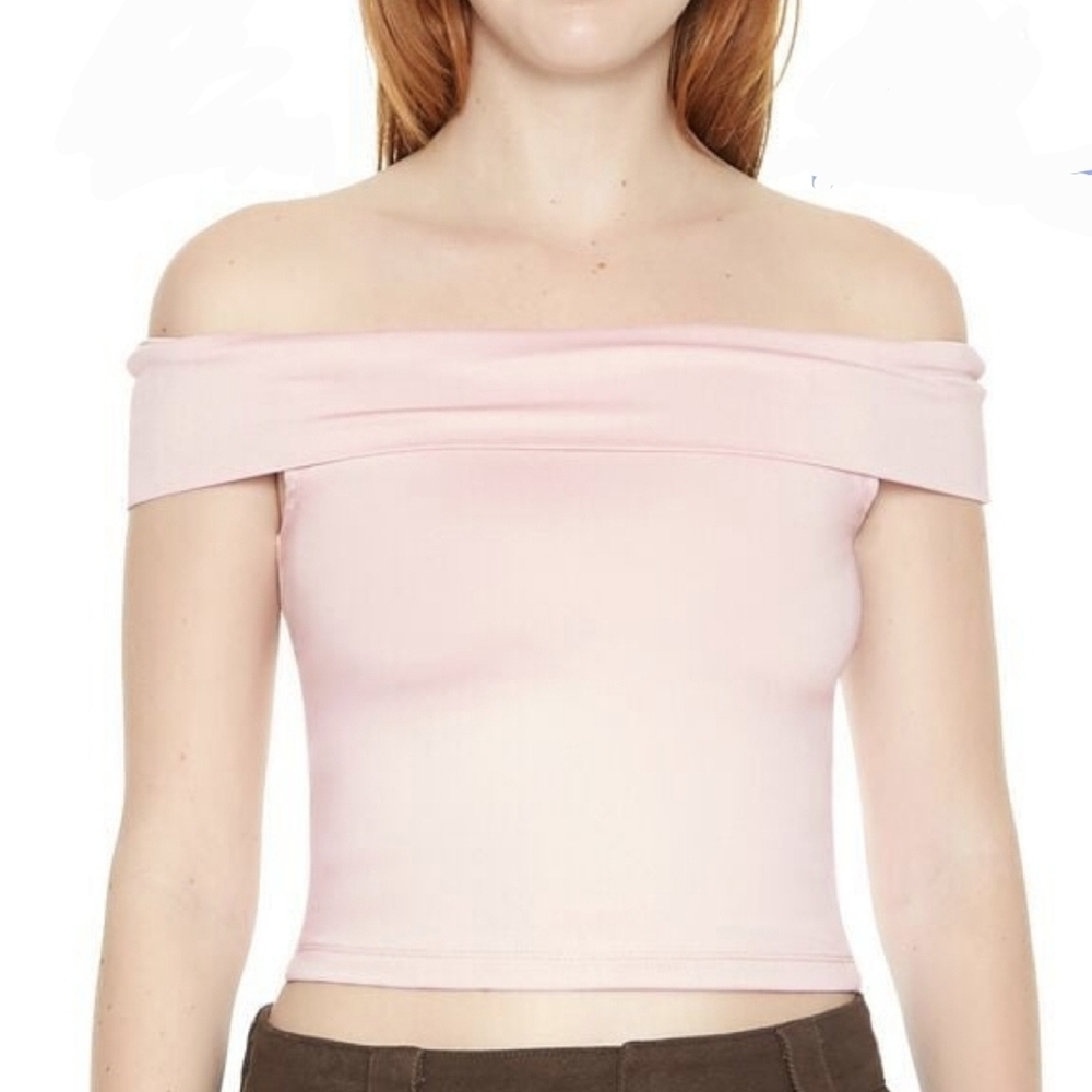 Forever‎ 21 Blush Off-Shoulder Crop Top